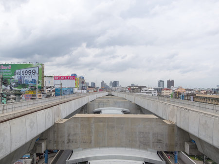 On the BTS station BANGKOK,THAILAND-17 AUGUST 2018: Red lettering stop sign on,17 AUGUST 2018, in...