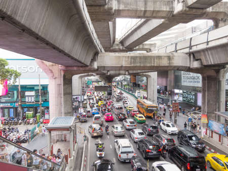 Siam Square BANGKOK,THAILAND-17 AUGUST 2018: Traffic in front of Siam Square on,17 AUGUST 2018, in Thailand.のeditorial素材