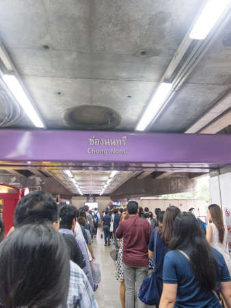 BTS Chong Nonsi BANGKOK,THAILAND-17 AUGUST 2018: Passengers are waiting to enter the station. on,17 AUGUST 2018, in Thailand.のeditorial素材