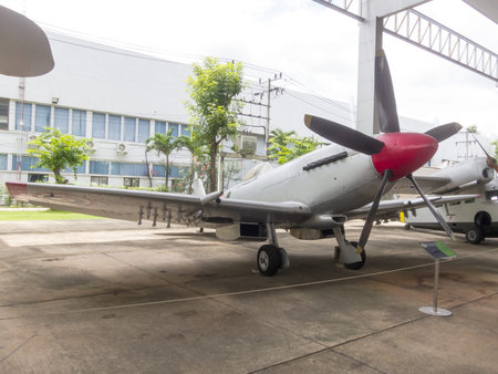Royal Thai Air Force Museum BANGKOK,THAILAND-18 AUGUST 2018: The exterior of the aircraft has many...