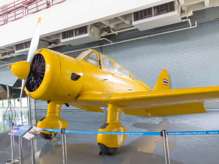 Royal Thai Air Force Museum BANGKOK,THAILAND-18 AUGUST 2018: Inside the building, show the plane for learning. on,18 AUGUST 2018, in Thailand.のeditorial素材