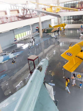 Royal Thai Air Force Museum BANGKOK,THAILAND-18 AUGUST 2018: Inside the building, show the plane for learning. on,18 AUGUST 2018, in Thailand.のeditorial素材
