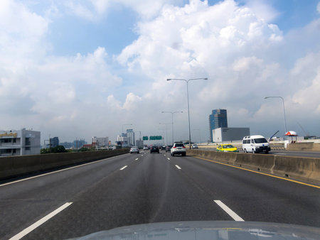 Expressway Don Mueang Tollway BANGKOK,THAILAND-24 SEPTEMBER 2018:Expressway to Bangkok downtown on,...