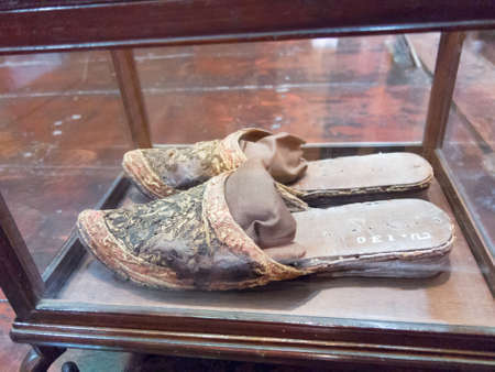National Museum BANGKOK,THAILAND-10 AUGUST 2018: Shoes in the ancient Thai royalty. on, 10 AUGUST 2018, in Thailand.のeditorial素材