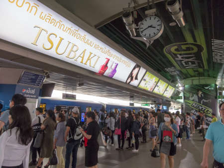 Siam BTS Station BANGKOK,THAILAND-17 AUGUST 2018: BTS Skytrain station is waiting for the BTS. on,17 AUGUST 2018, in Thailand.のeditorial素材