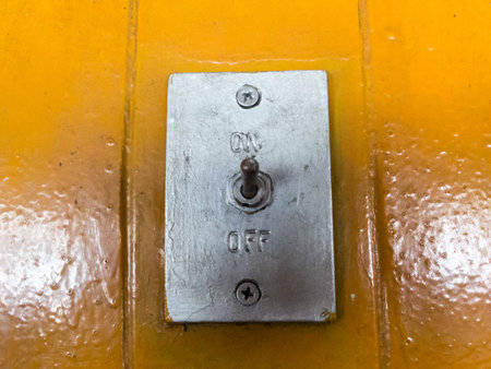 Switch off and on. On the old yellow wood floor.