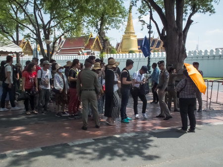 Wat Phra Kaew, Temple of the Emerald Buddha,BANGKOK THAILAND-30 OCTOBER 2018;Tourists and Chinese tourists are walking to visit the temple in Bangkok.のeditorial素材