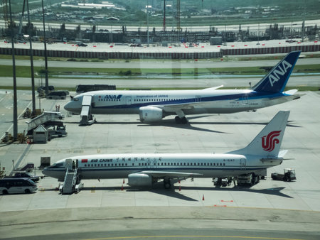Suvarnabhumi BANGKOK THAILAND-31 OCTOBER 2018,Suvarnabhumi airport The plane parked at the airport....