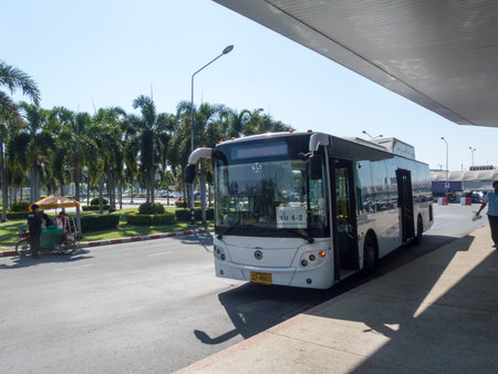 BANGKOK THAILAND-31 OCTOBER 2018;Shutter bus Suvarnabhumi Airport is Thailand's main airport.0n...