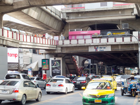 Siam BTS Station BANGKOK THAILAND-23 NOVEMBER 2018:(BTS), a change of direction between the...