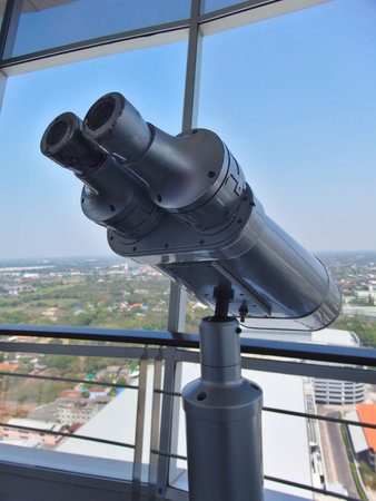 Large binoculars can be used for viewing views on tall buildings.