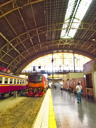 BANGKOK THAILAND-30 MARCH 2019:Thai train locomotive on BANGKOK THAILAND-30 MARCH 2019