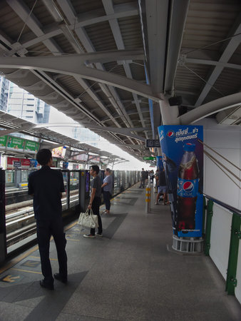 BANGKOK THAILAND-13 MAY 2019:BTS Asoke Station.on BANGKOK THAILAND-13 MAY 2019