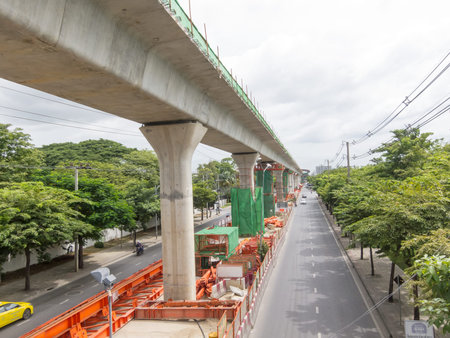 Saphan Mai BANGKOK,THAILAND-18 AUGUST 2018: Saphan Mai Metro Construction Green line is expected to...