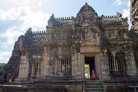 NAKHON RATCHASIMA THAILAND-19 NOVEMBER 2019:Phimai Historical Park,Phimai Prasat Hin probably started to build during the reign of King Suryavarman 1,around the 16th century as a temple of Brahmanism.のeditorial素材