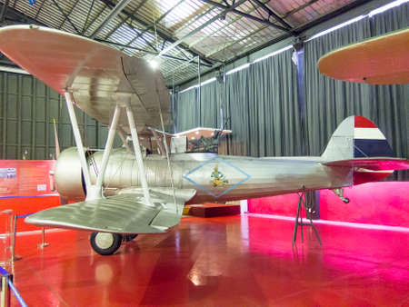 Royal Thai Air Force Museum BANGKOK,THAILAND-18 AUGUST 2018: Inside the building, show the plane for learning. on,18 AUGUST 2018, in Thailand.のeditorial素材