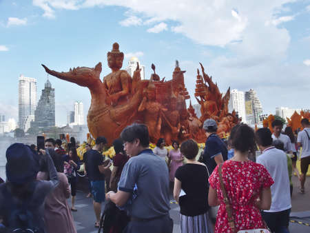 ICONSIAM Bangkok Thailand.BANGKOK THAILAND-16 JULY 2019:Exhibition of art made from candles on Buddhist Lent Day of Thai Buddhism. on Bangkok Thailand.BANGKOK THAILAND-16 JULY 2019のeditorial素材