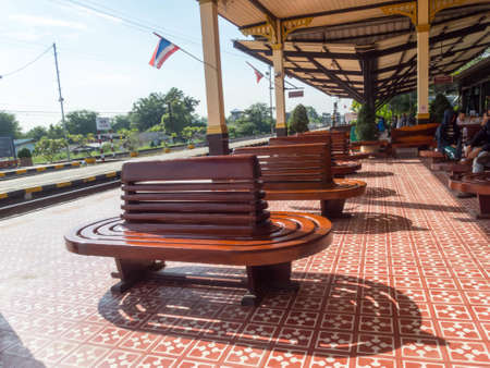 Ayutthaya Train Station Ayutthaya, Thailand -18 OCTOBER 2018;Ayutthaya Train Station Phra Nakhon Si Ayutthaya Railway Station The building was rebuilt in the reign of King Rama V in 1921.のeditorial素材