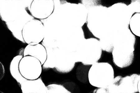 Round shape bokeh illustration creates a black and white style of drawing.