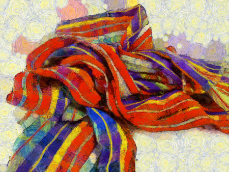 Plaid loincloth Illustrations creates an impressionist style of painting.