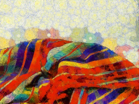 Plaid loincloth Illustrations creates an impressionist style of painting.