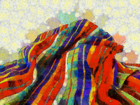 Plaid loincloth Illustrations creates an impressionist style of painting.