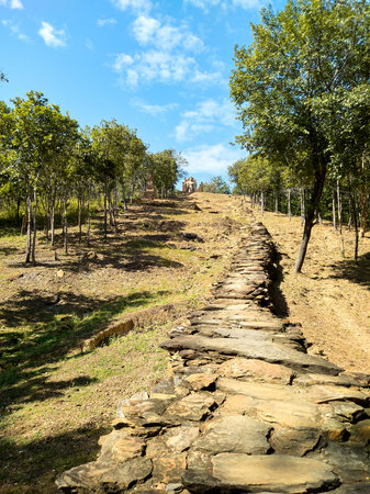 Wat Saphan Hin, Sukhothai, Thailand, located outside the walls of the old city of Sukhothai in the west in Aranyawat or Wat Pa.の写真素材