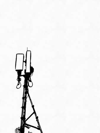 Signal transmission tower Black and white illustrations.の写真素材