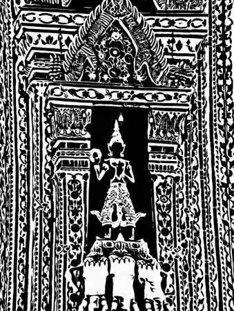 Landscape of Wat Arun Bangkok  Black and white illustrations.の写真素材