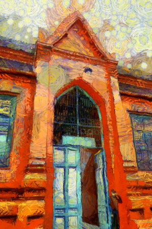 Landscape of Thammasat University, Tha Prachan, Bangkok, Thailand Illustrations creates an impressionist style of painting.の写真素材