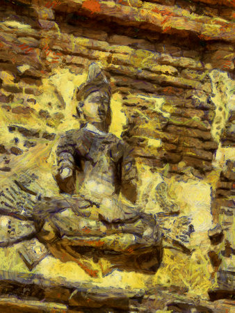 Ancient stucco patterns Illustrations creates an impressionist style of painting.の写真素材