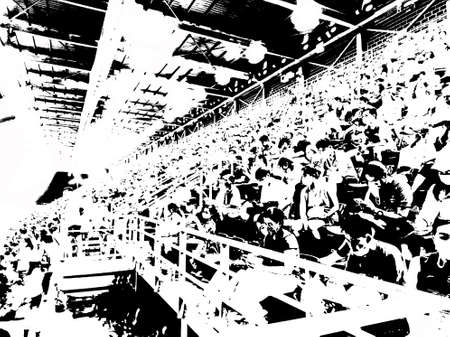 Stadium buildings and spectators of sporting events Illustrations creates an impressionist style of painting.の写真素材