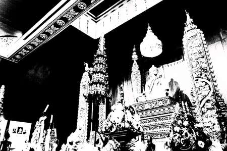 ancient buddha statue Illustrations creates an impressionist style of painting.の写真素材