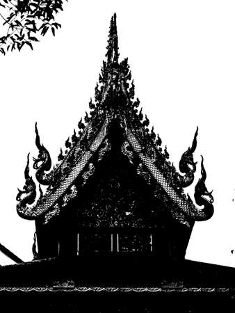 Landscape of ancient temples in northern Thailand Black and white illustrations.の写真素材