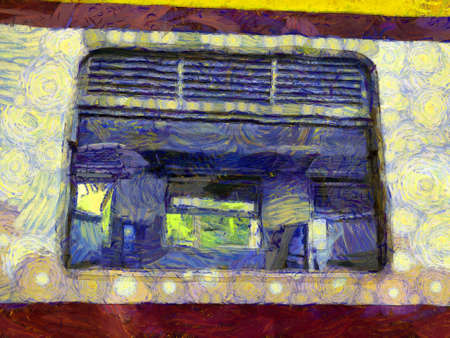 Thai train Illustrations creates an impressionist style of painting.の写真素材