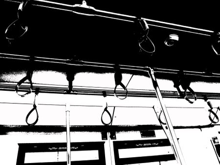 Landscape of Metro and City Passengers Black and white illustrations.の写真素材