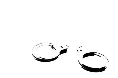 Handcuffs of the accused Black and white illustrations.の写真素材