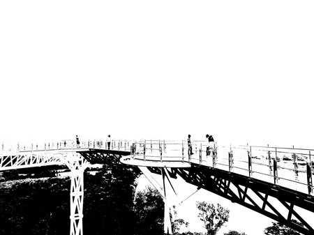 Skywalk at the viewpoint Black and white illustrations.
