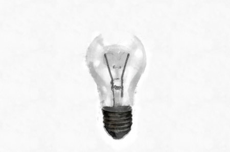 incandescent light bulb watercolor style illustration impressionist painting.