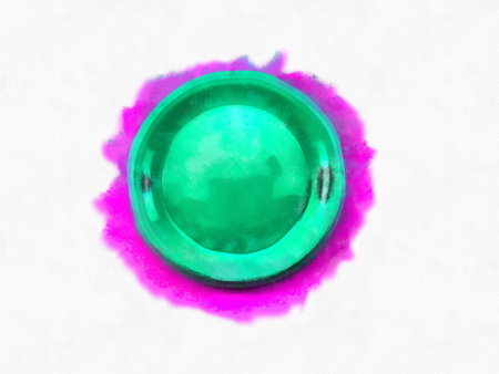 green plastic plate watercolor style illustration impressionist painting.