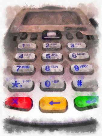 credit card swipe machine watercolor style illustration impressionist painting.の写真素材