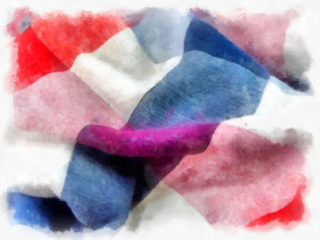 Plaid on a white background watercolor style illustration impressionist painting.の写真素材