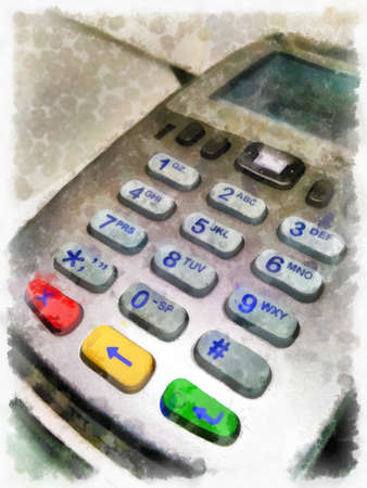credit card swipe machine watercolor style illustration impressionist painting.の写真素材