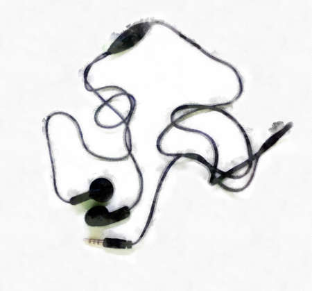 earphone phone watercolor style illustration impressionist painting.の写真素材