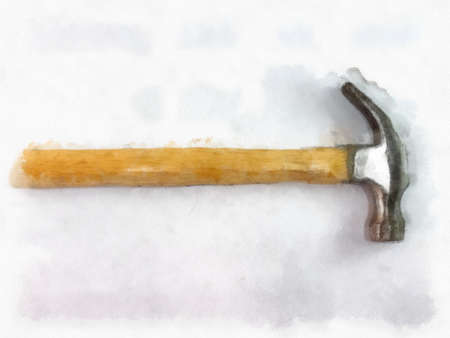 hammer on a white background watercolor style illustration impressionist painting.の写真素材