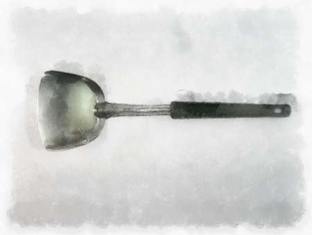 cooking turner on a white background watercolor style illustration impressionist painting.の写真素材