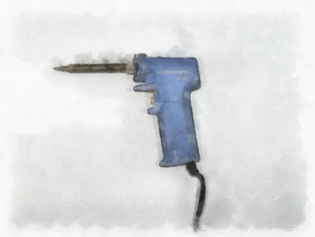 heat soldering iron on a white background watercolor style illustration impressionist painting.の写真素材