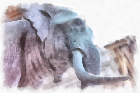 Ancient architecture of Thailand watercolor style illustration impressionist painting.