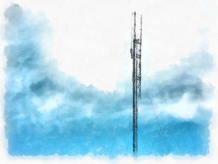 high mast signal watercolor style illustration impressionist painting.の写真素材