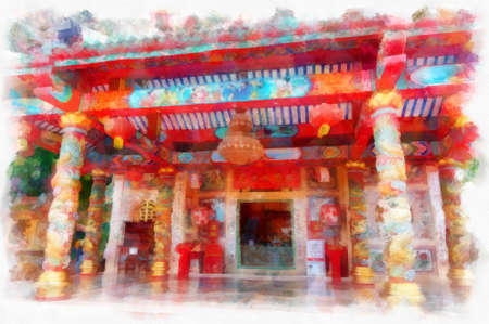 Landscape of ancient chinese shrine watercolor style illustration impressionist painting.の写真素材